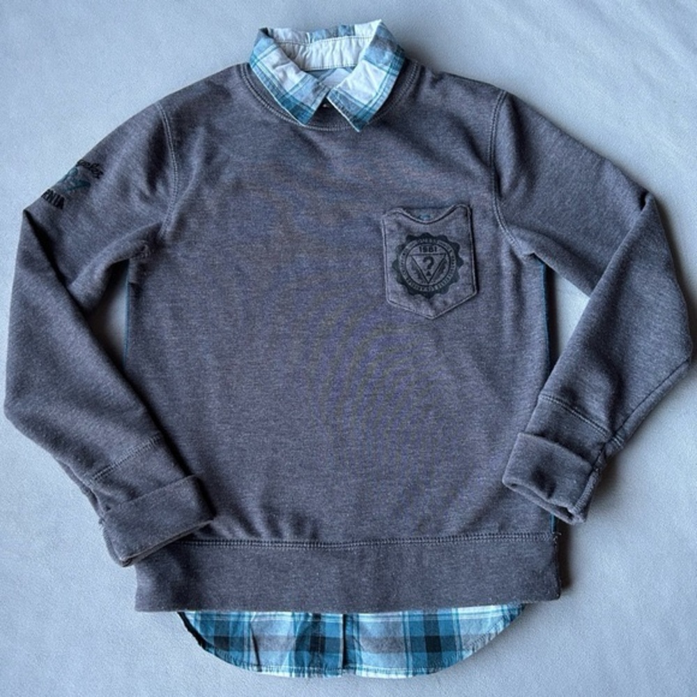 Guess ~ Sweater with Faux Button Up Collar ~ Boys Size S 8-10